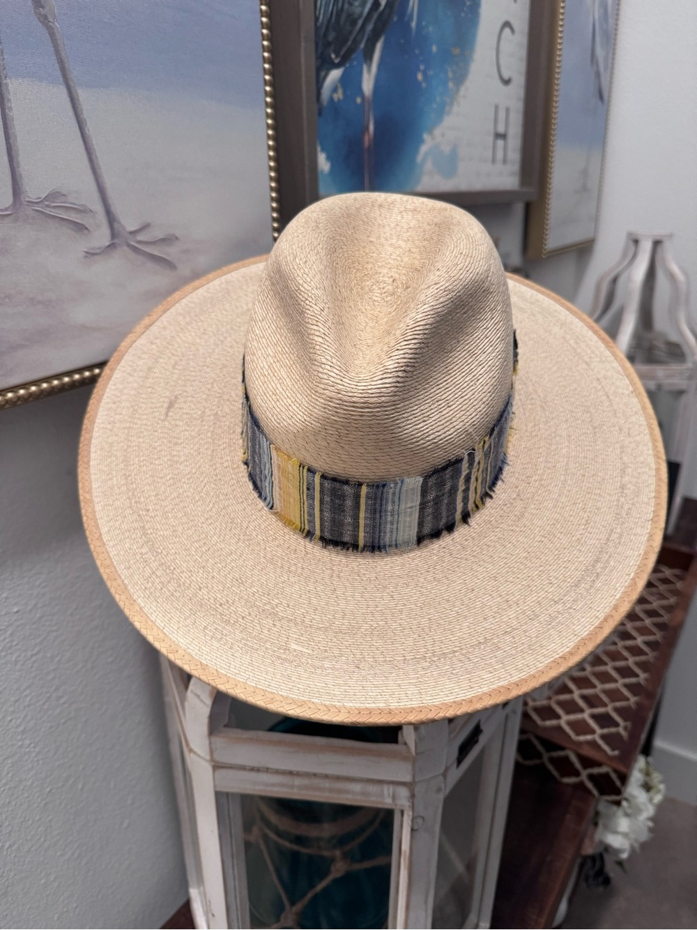 GIGI PIP Natural Straw Hat with Multicolor Stripe Band